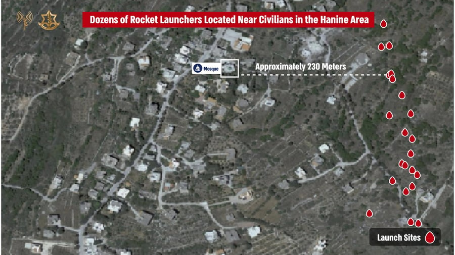 Rocket launchers near civilian areas.