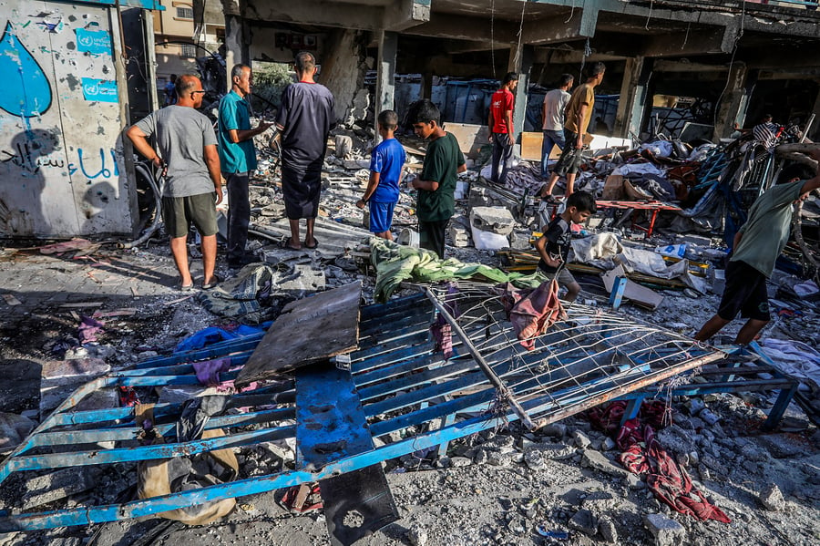 Scene of a strike on an UNRWA school compound.