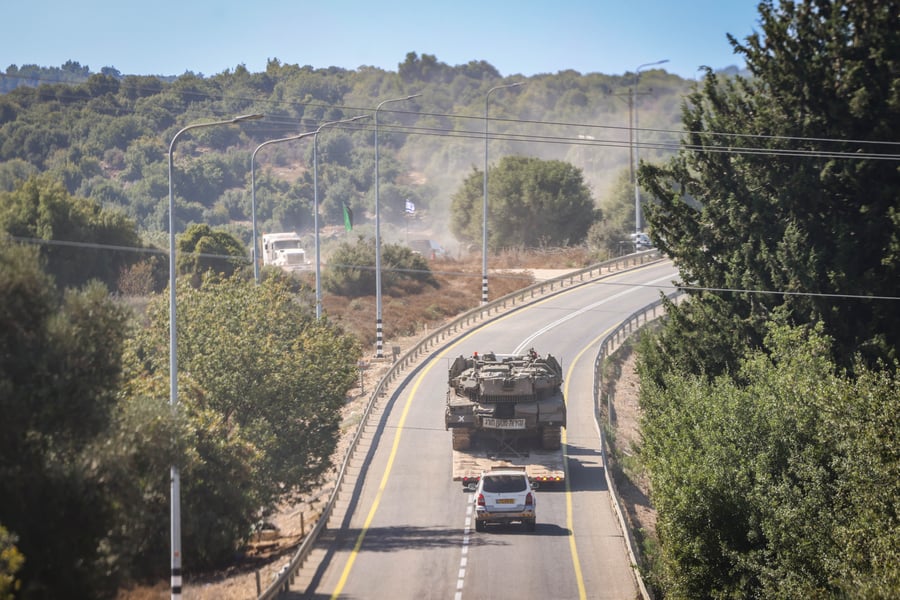 Israeli soldiers seen at a staging area near the Israeli border with Lebanon, September 29, 2024.