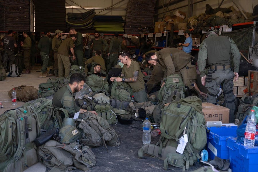 IDF soldiers suiting up before setting off for Lebanon.