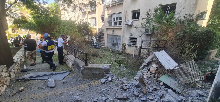 MDA paramedics at the scene of a direct hit in Haifa area