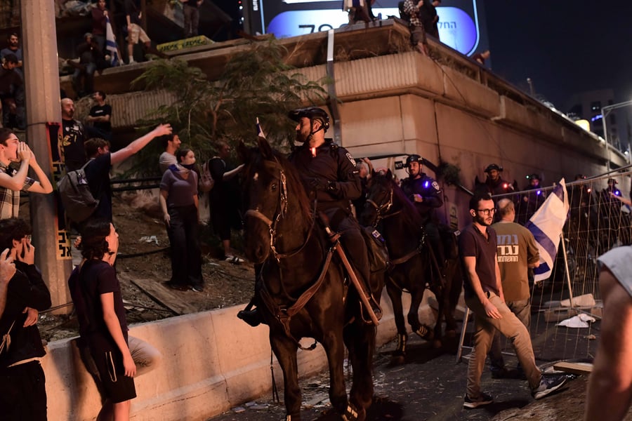 Mounted police try to quell the riots