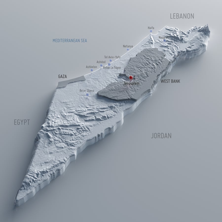 Topographic map of the Land of Israel.