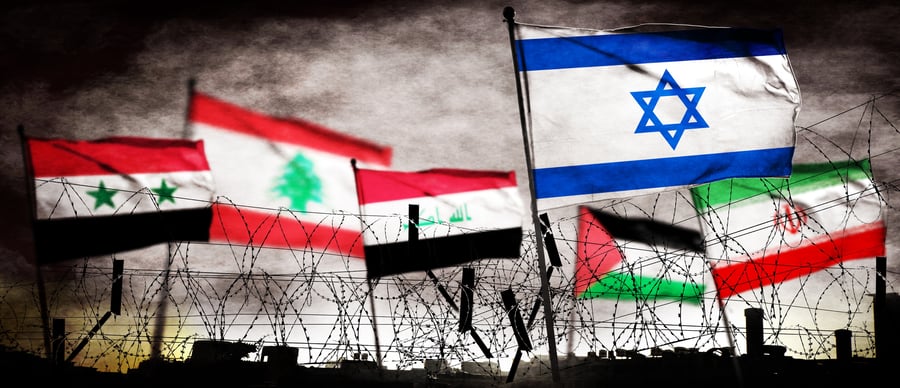 Concept illustration depicting the war between Israel and Lebanon, Iraq and Syria