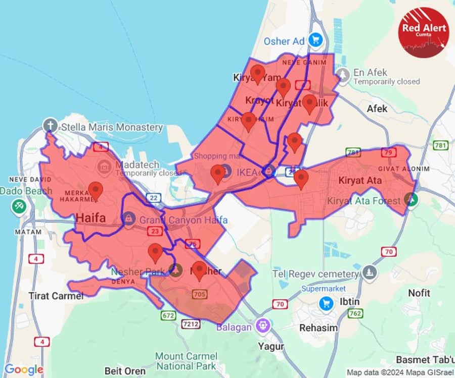 Air raid sirens sounding now in Haifa and the Krayot