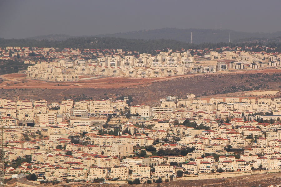 Beitar Illit, with the town of Tzur Hadassah, as seen from Gush Etzion, in the West Bank