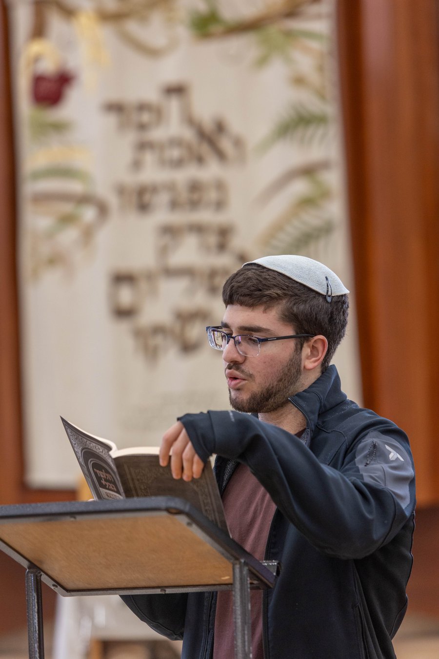 Jewish men study torah at the Yeshivat Hesder Yerucham, in southern Israel, February 20, 2024.