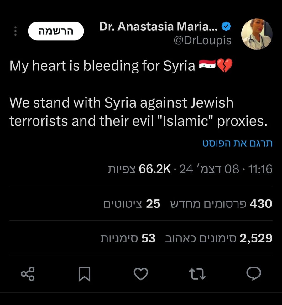 Anastasia Maria's anti-Semitic post