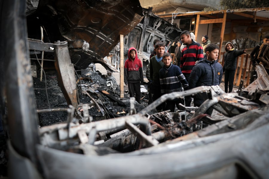 Aftermath of IDF strike near hospital. Illustration.