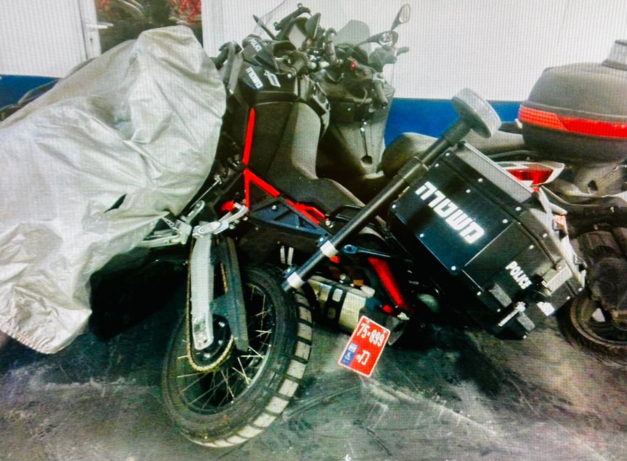 The damaged police bikes in the bizarre incident 