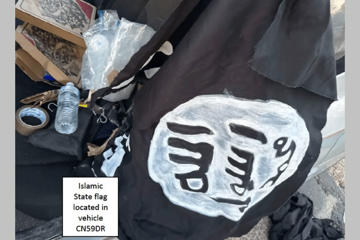 Islamic State flag located in vehicle CN59DR driven by the Bondi Beach terrorists.
