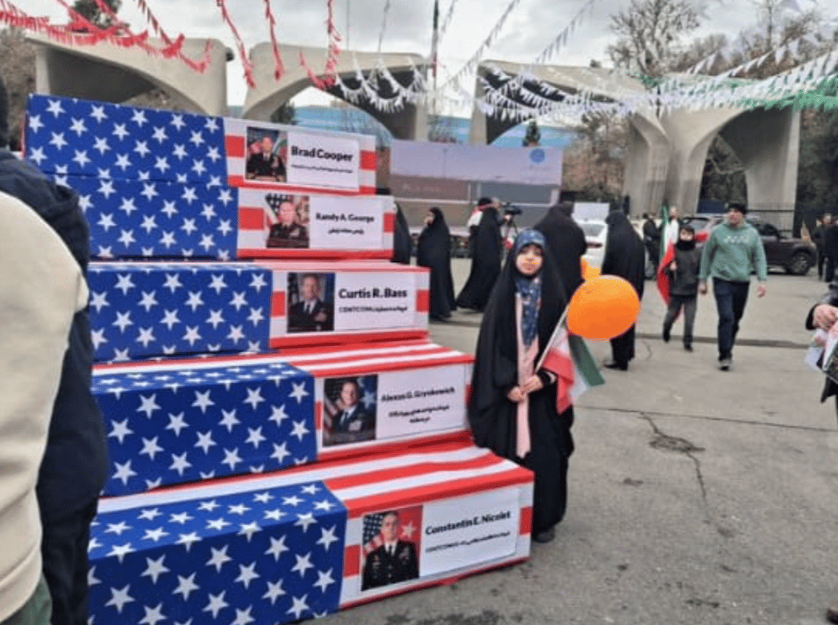 Iran Displays Mock Coffins Featuring U.S. CENTCOM Commander