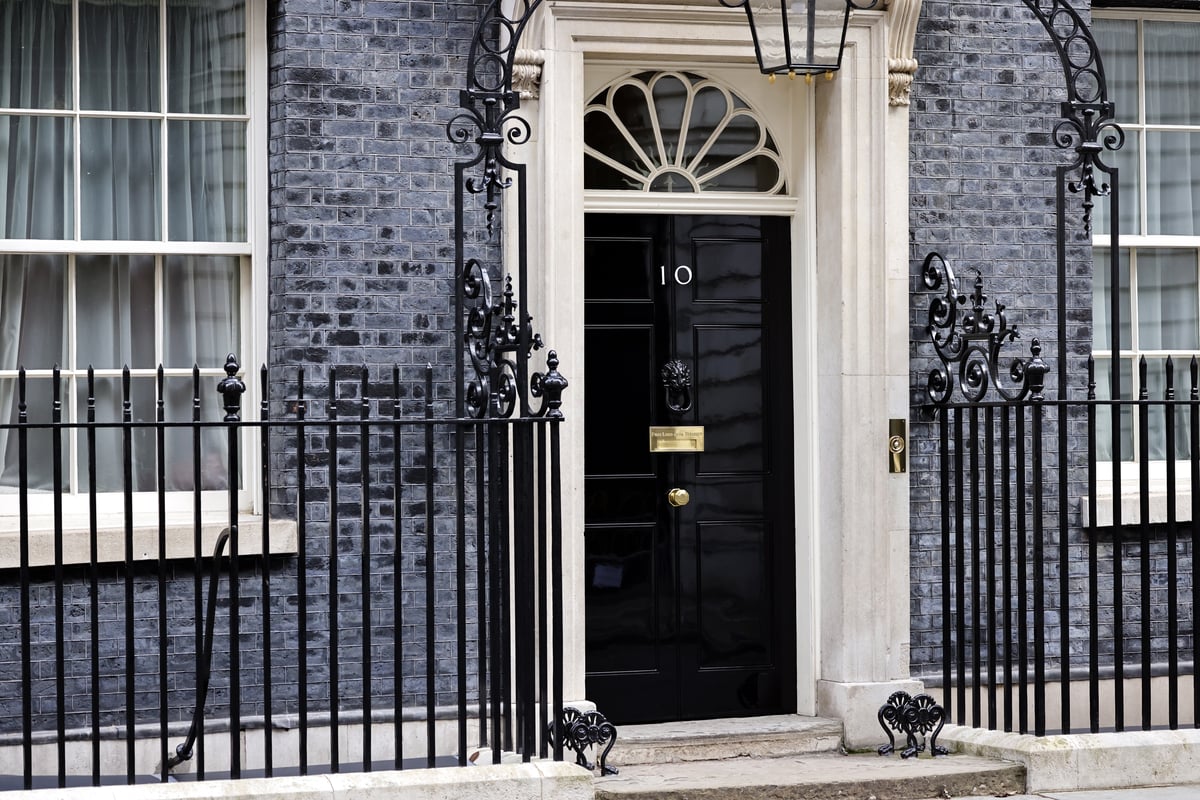 The Prime Minister's residence at 10 Downing Street.