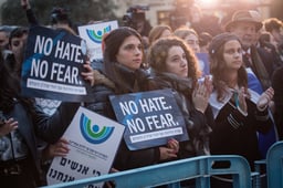 Trying once again to fight back against a wave of antisemitism. Pro-Israel protest in 2020.