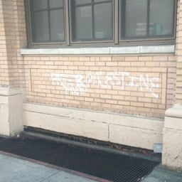 "Free Palestine" on the yeshivah walls.