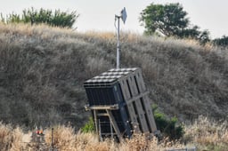 View of an Iron Dome anti-missile battery in central Israel on May 15, 2019.