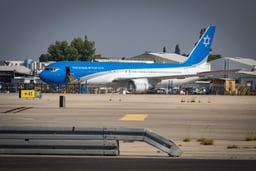 The official airplane of the Israeli Prime Minister “Knaf Zion” or “Wing of Zion” at Ben Gurion International Airport