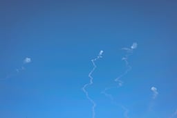 Rocket interception over north. Illustration.