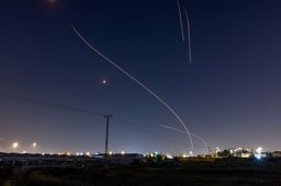 Intercepted Hamas rocket. Illustration.