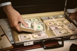 Smuggling money. Illustration.