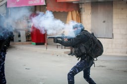 Palestinian security forces enforce the law in the center of the city of Jenin,  December 16, 2024. 
