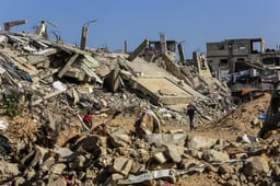 Palestinians live among the rubble of their homes which were destroyed in the war between Israel and Hamas, in the city of Khan Yunis, southern Gaza Strip. 