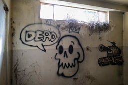 IDF graffiti on old Syrian buildings.
