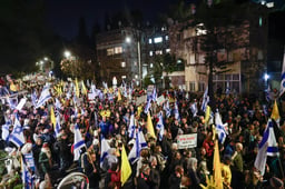 People protest calling for the release of Israelis held hostage in the Gaza Strip, outside the Prime Minister's residence in Jerusalem, March 02, 2025.