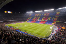 Panoramic view of Camp Nou stadium in Barcelona, Spain