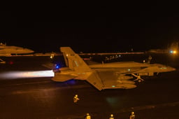 US aircraft taking off to strike Yemen.