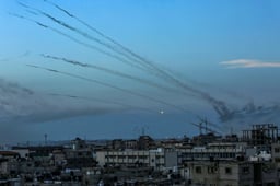 Hamas fires a large number of rockets towards Israel in the city of Rafah in the southern Gaza Strip, October 7, 2023