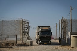 Trucks at Erez crossing.