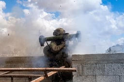 IDF soldier firing a bazooka.