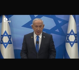 Netanyahu giving the special announcement