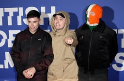 Liam Óg Ó Hannaidh, Naoise Ó Cairealláin and JJ Ó Dochartaigh of Kneecap attend the 27th British Independent Film Awards at The Roundhouse in London