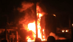 Burning cement factory.