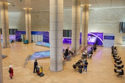 Travellers at Ben Gurion International Airport. May 7, 2025.