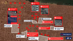 Map showing terror sites near hospitals and schools.