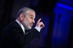 Israeli journalist Yinon Magal speaks during the Jabotinsky conference in Jerusalem, December 23, 2024.