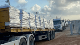 Humanitarean aid trucks