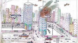Children's colouring book depicting 9/11