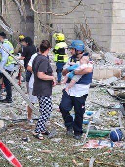 Scene of Iranian missile hit in Israel, 15 June 2025