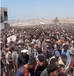 Gazans flood the area containing humanitarian aid shipments, July 29, 2025
