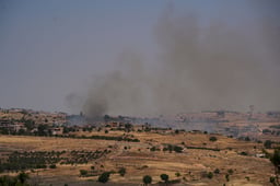 Smoke rises from the village of Blida, southern Lebanon, as it seen from the Israeli side of the border, June 6, 2025.