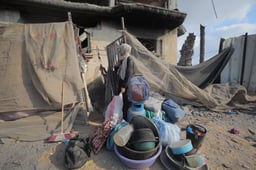 Palestinians at the Nuseirat refugee camp in the central Gaza Strip, on July 29, 2025.