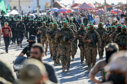 Members of the al-Qassam Brigades, the military wing of Hamas, east of Gaza City