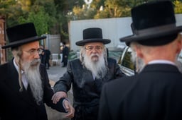 Ultra-Orthodox rabbis attend an emergency conference against the draft of yeshiva students, outside Jerusalem, July 30, 2025.