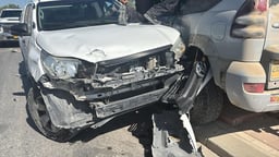 Car crash that occurred after a suspect in a shoot-out near a kindergarten tried to flee the scene and rammed into a police car, in Hura