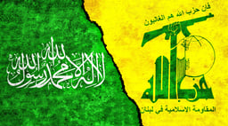 Hamas and Hezbollah flags