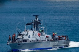 A Navy Vessel seen outside the Ashdod port in southern Israel, June 9, 2025. 